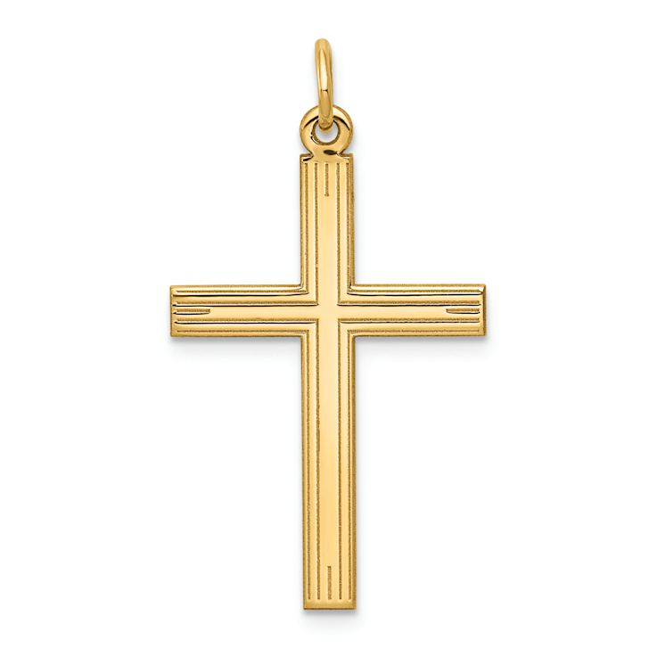 14k Yellow Gold Laser Designed Cross Pendant