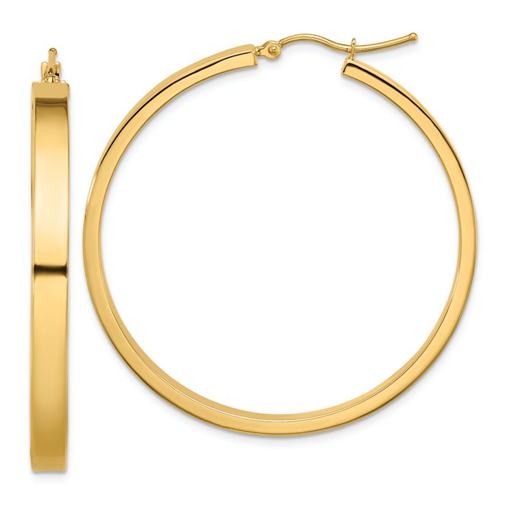 14k Yellow Gold 1 3/4" Polished Hoop Earrings