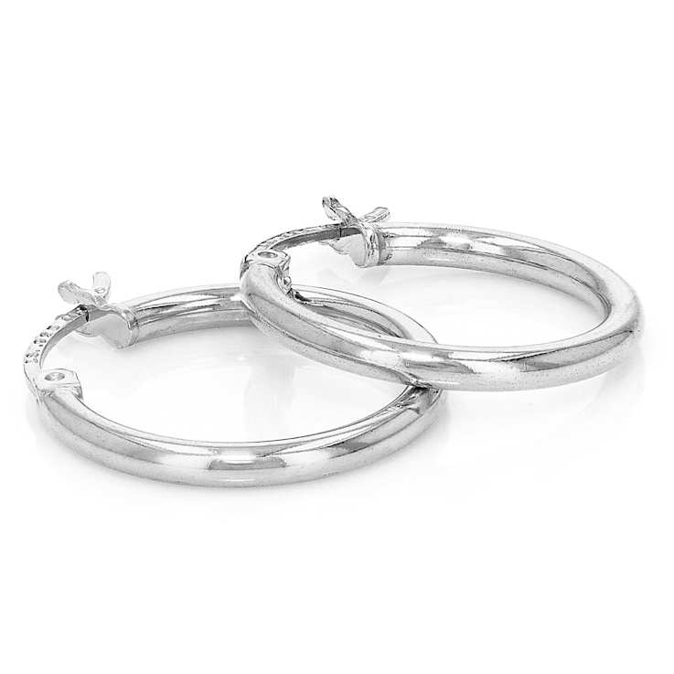Classic Polished Hoop Earrings In Sterling Silver 0.6"