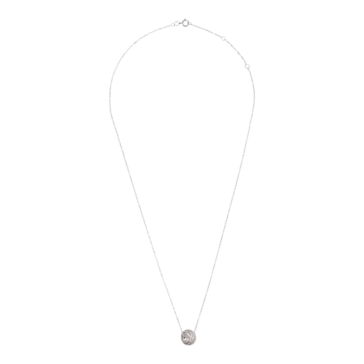 Gray Cultured Carved Freshwater Pearl Necklace In 14K White Gold