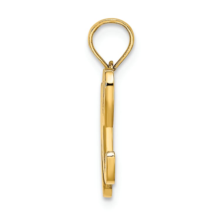 14k Yellow Gold Script Letter H Initial Pendant