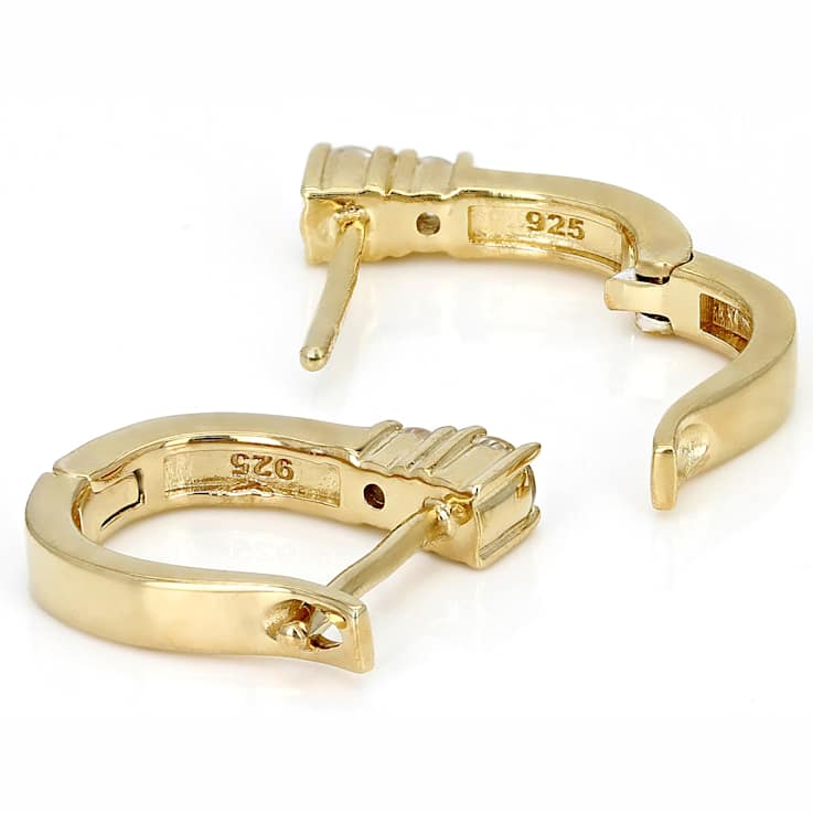 Lab-Created White Sapphire And Green Enamel Earrings In 18K Gold Over
Sterling Silver 0.36ctw