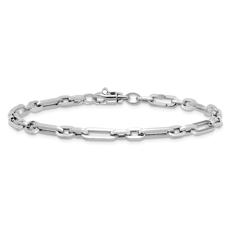 Rhodium Over 14K White Gold Polished Fancy Link Bracelet