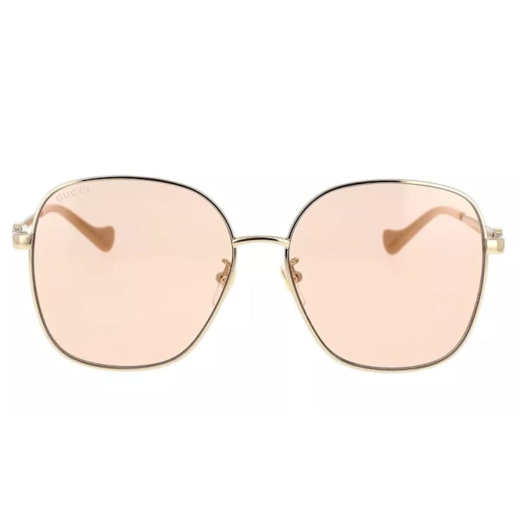 Gucci Gold Tone Frame / Orange Lens Sunglasses