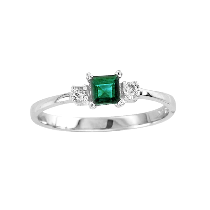0.34ctw Emerald and Diamond Ring in 14k White Gold