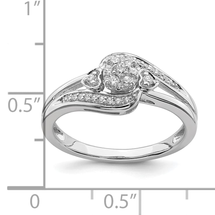Rhodium Over 10K White Gold Lab Grown Diamond Cluster Engagement Ring 0.201ctw