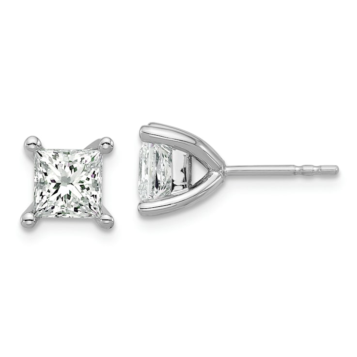Princess Cut White Lab-Grown Diamond G-H SI 14k White Gold 4-Prong Stud
Earrings 2.00ctw