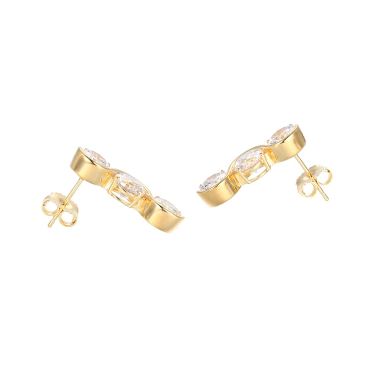 White Cubic Zirconia 18k Yellow Gold Over Silver April Birthstone
Earrings 8.10ctw