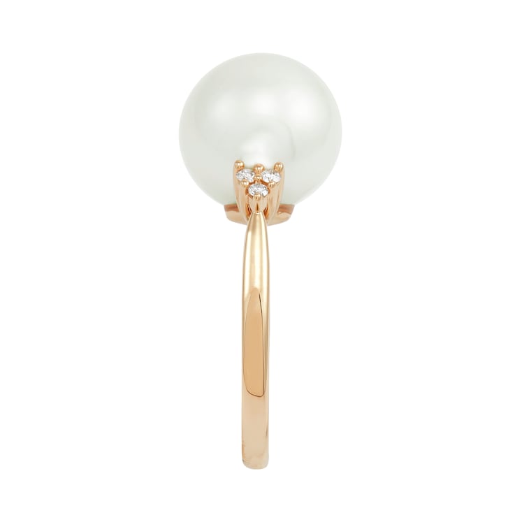 12-13mm Round White Freshwater Pearl with 0.02ctw Diamond Accent 14K
Yellow Gold Ring