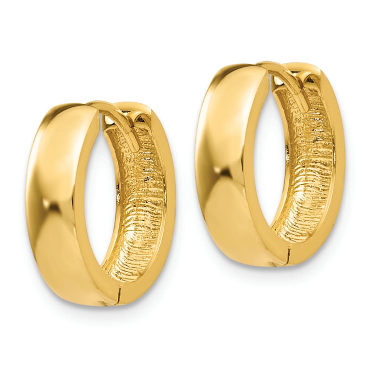 14k Yellow Gold 1/2" Round Hinged Hoop Earrings