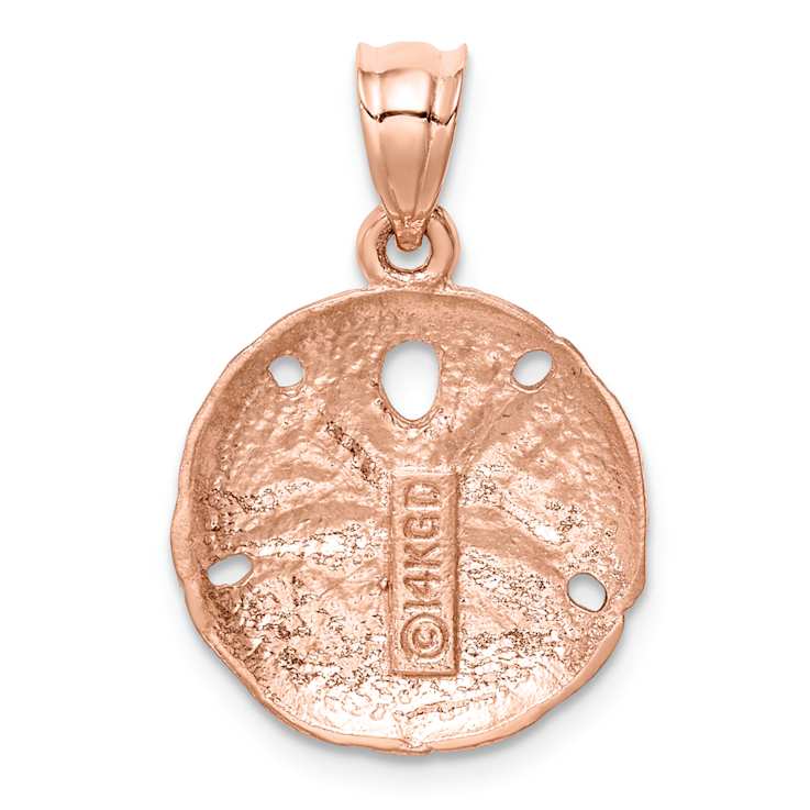 14k Rose Gold Brushed and Diamond-Cut Sand Dollar Pendant
