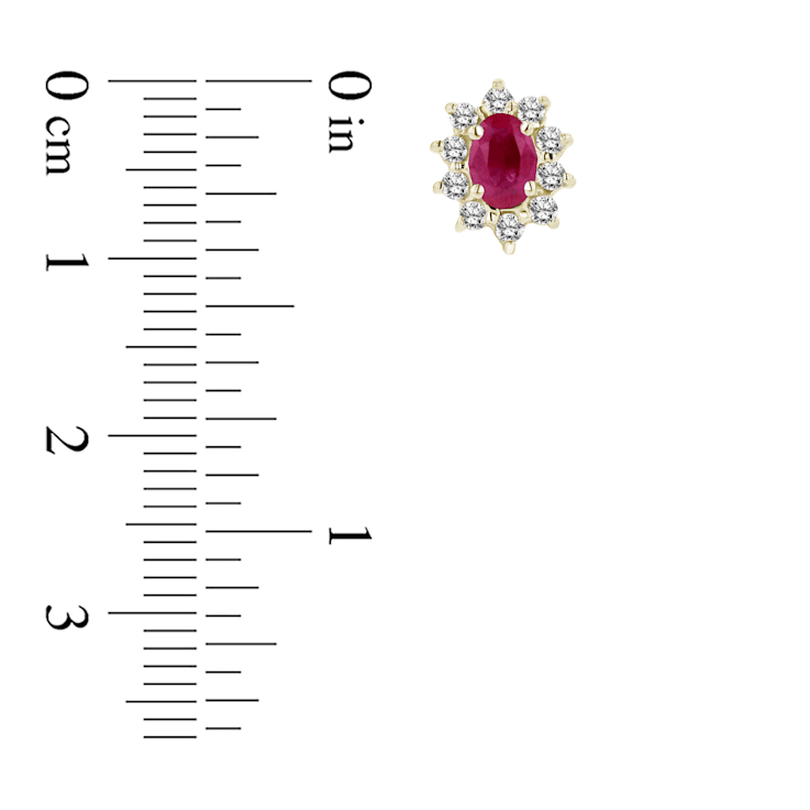 1.00ctw Ruby and Diamond Earrings in 14k Yellow Gold