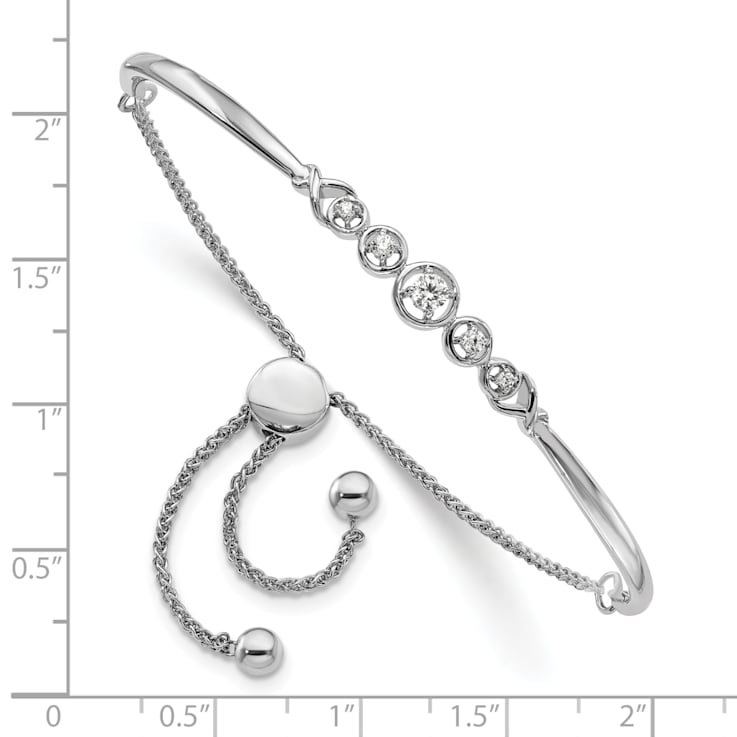 14K White Gold Lab Grown Diamond VS/SI GH, Adjustable Bracelet