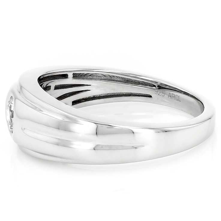 Timeless Lab-Grown Diamond Men's Solitaire Ring In Sterling Silver