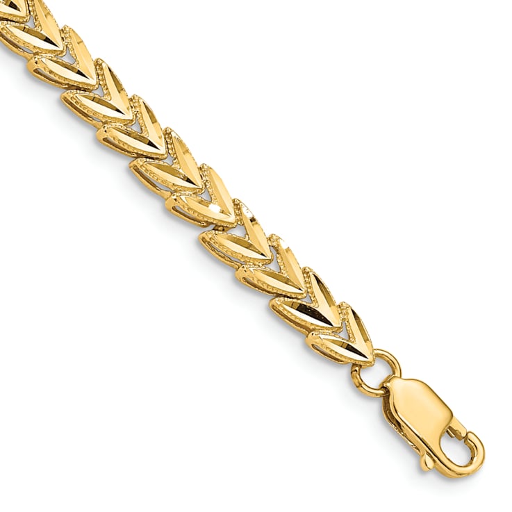 14k Yellow Gold Diamond-Cut Fancy Link Bracelet