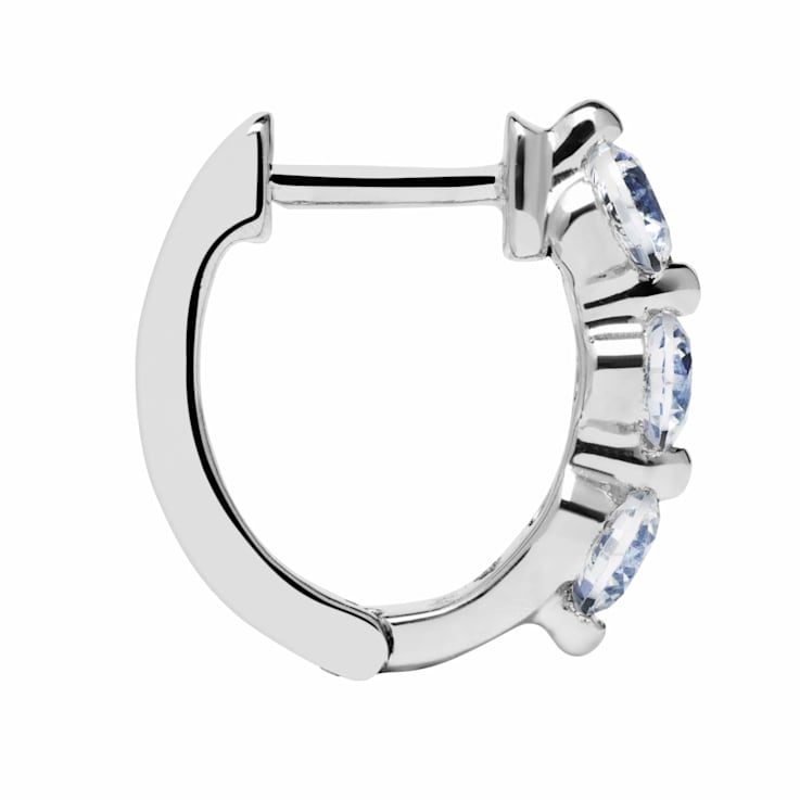White Cubic Zirconia 14k White Gold Hoops With Velvet Gift Box 0.50ctw