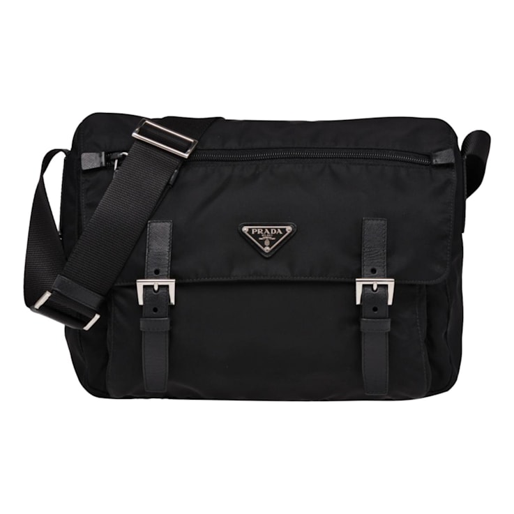 Prada logo messenger bag on sale