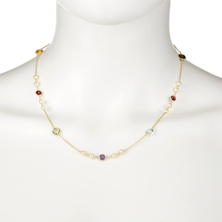 Multi-Gem 14k Yellow Gold Necklace 5.40ctw