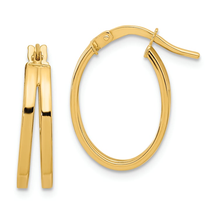 14k Yellow Gold Polished 3/4" Double Hoop Earrings