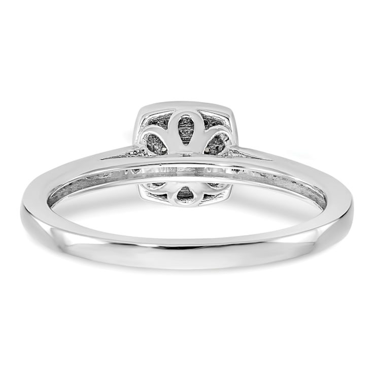 Rhodium Over 14K White Gold Lab Grown Diamond Cluster Engagement Ring 0.202ctw