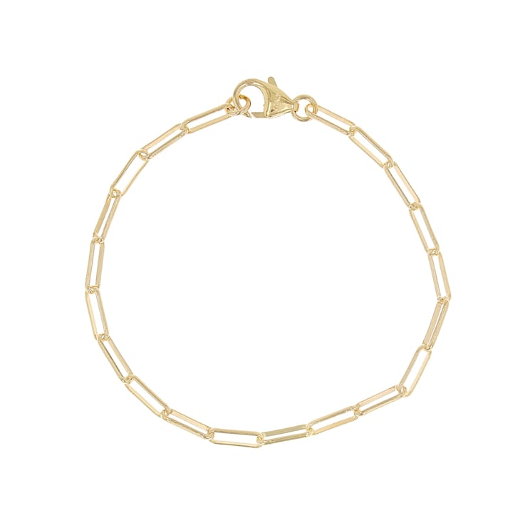 Paperclip Link Bracelet In 18K Gold Over Bronze