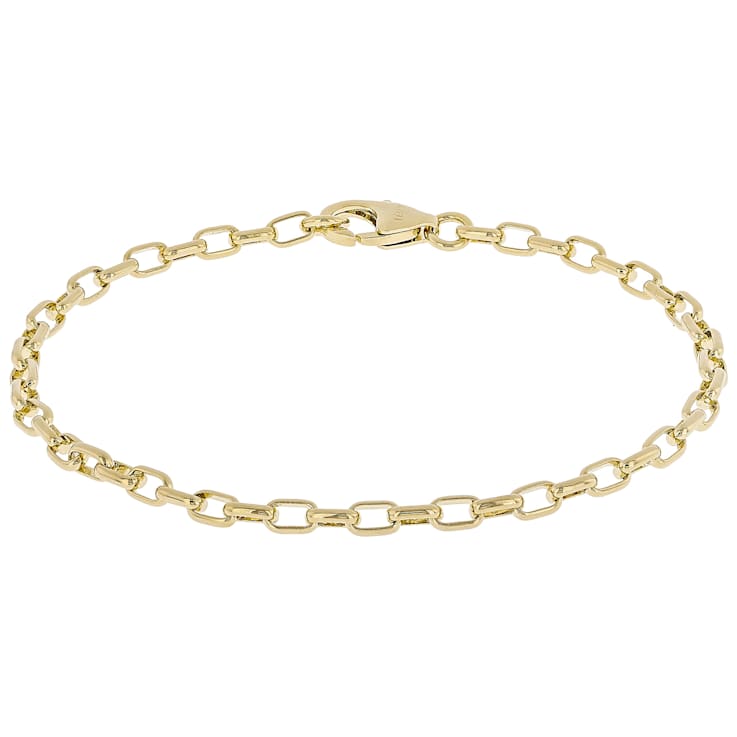 Box, Bead and Rolo Chain Bracelet Set Of 3 In 18K Gold Over Bronze