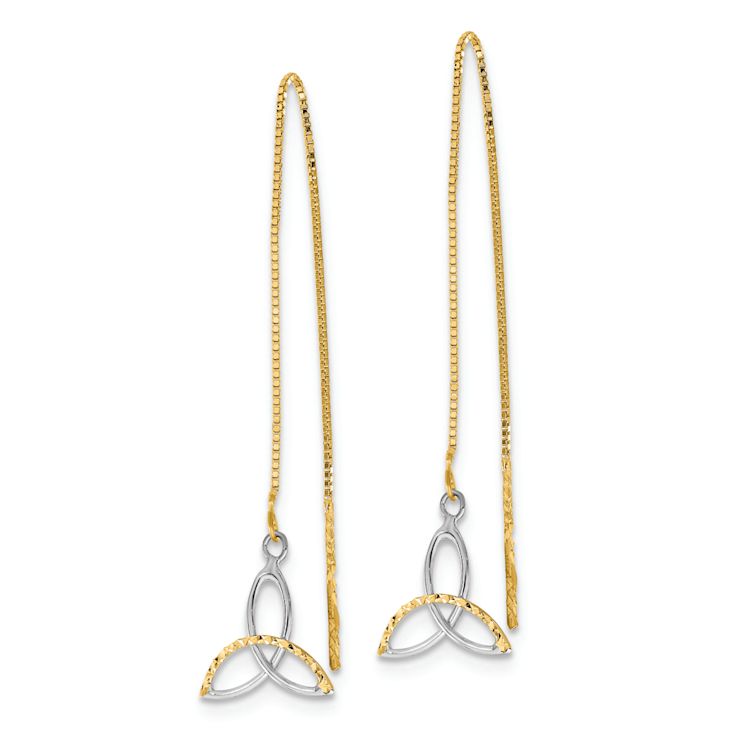 14k Yellow Gold and Rhodium Over 14k Yellow Gold Diamond-Cut Box Chain
Celtic Knot Threader Earrings
