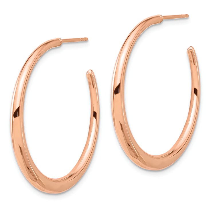 14k Rose Gold Polished 1 1/4" C-Hoop Earrings