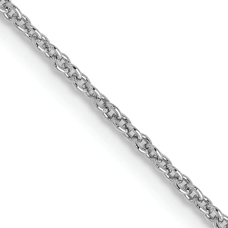 Rhodium Over 10k White Gold 1.2mm Solid Cable 16 Inch Chain