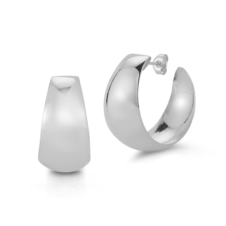 Sterling Statements Rhodium Over Sterling Silver Bold Wide Graduated
Hoop Earrings