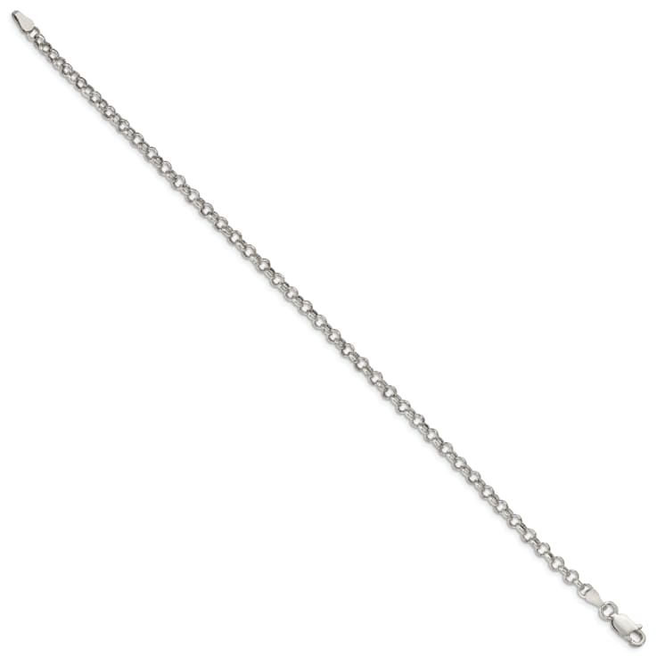 Sterling Silver 3mm Semi-solid Rolo Chain Bracelet