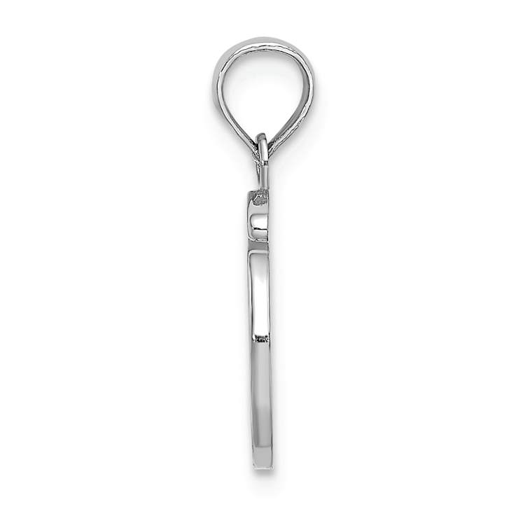Rhodium Over 14k White Gold Polished Script Letter O Initial Pendant