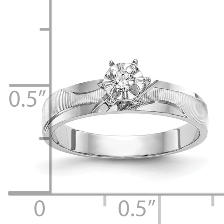 Rhodium Over 14K White Gold AA Quality Trio Engagement Ring 0.05ctw