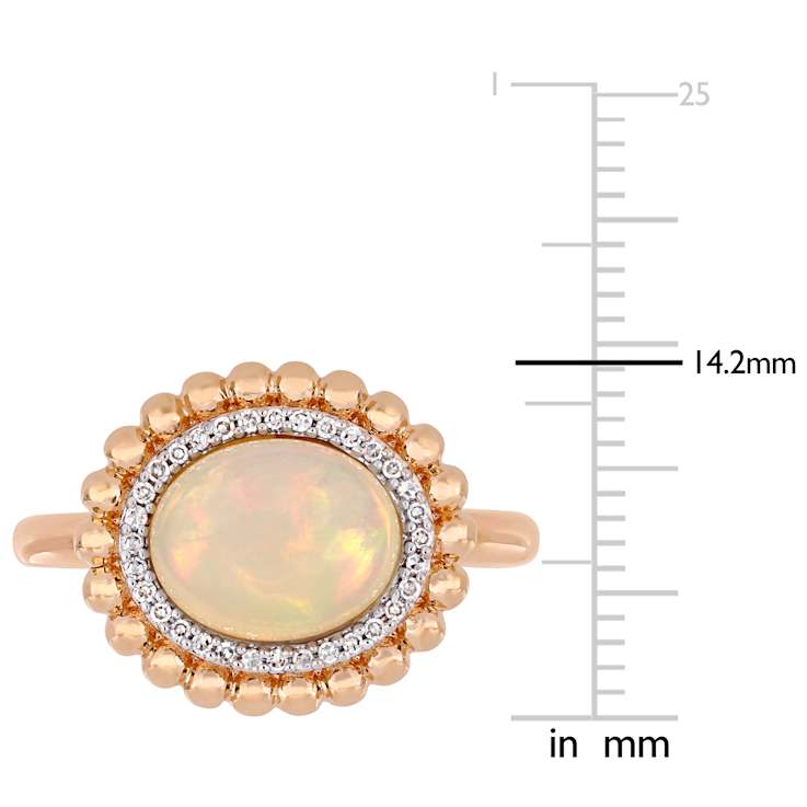Ethiopian Opal Blue and Diamond 14K Rose Gold Ring 2.09ctw