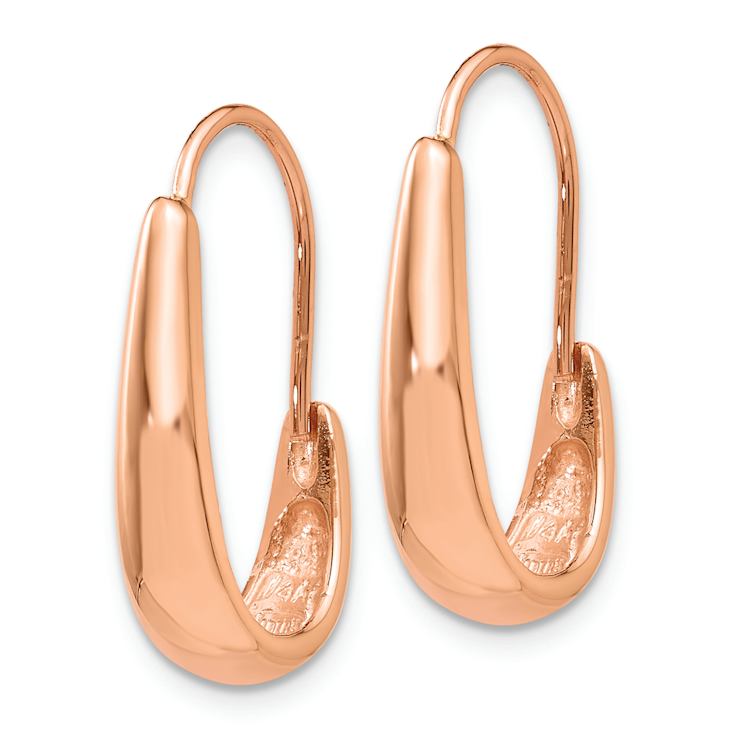 14k Rose Gold 13/16" Polished Tapered J-Hoop Wire Earrings