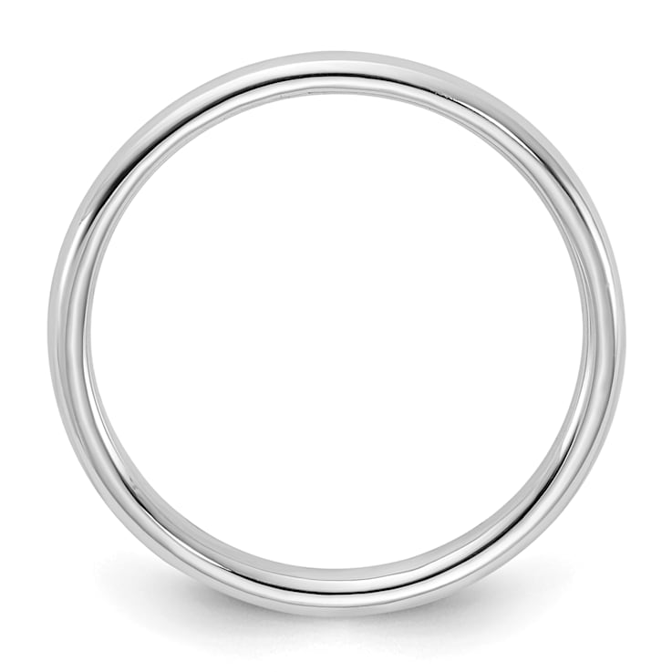 Rhodium Over Sterling Silver 2mm Half-Round Band