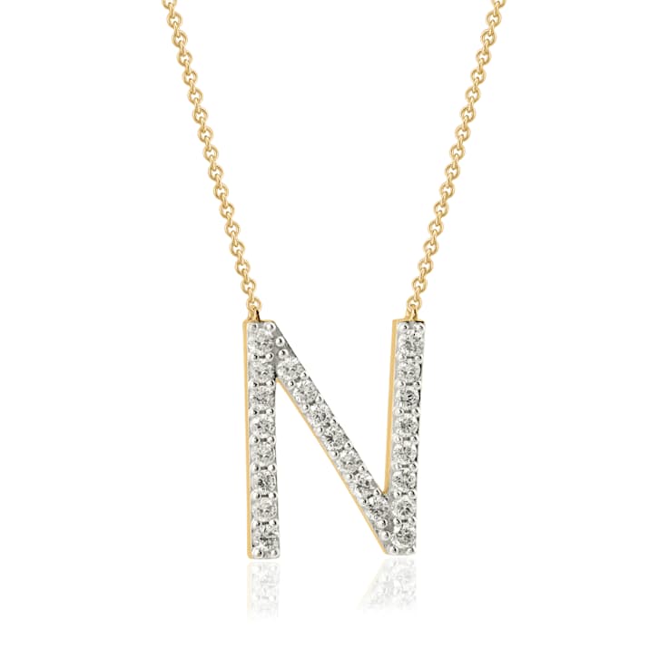 Lab-Grown Diamond Initial N Necklace In 14K Gold Over Sterling Silver 0.50ctw