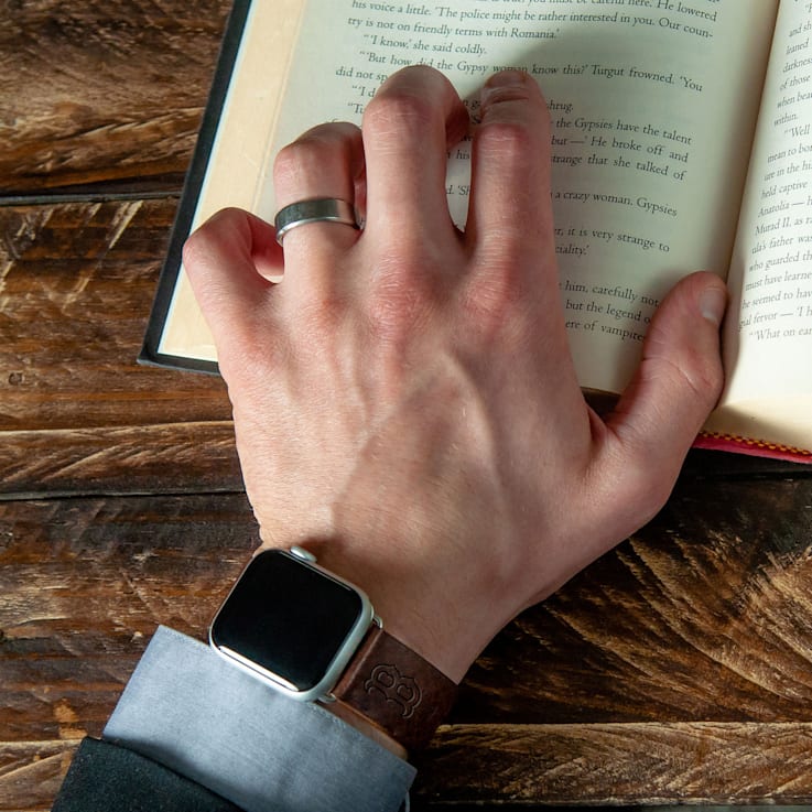 Gametime MLB Boston Red Sox Brown Leather Apple Watch Band (42/44mm
M/L). Watch not included.