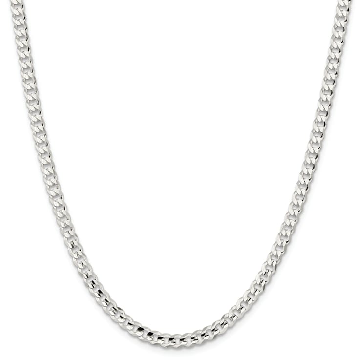 Sterling Silver 4.5mm Concave Beveled Curb Chain Necklace