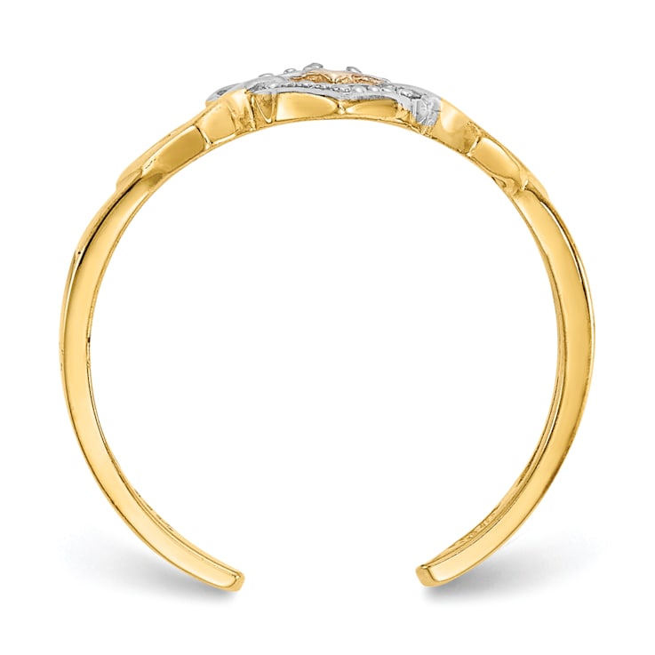 14K Yellow Gold Diamond Heart Toe Ring