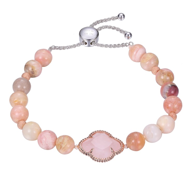 Pink Rose Quartz Sterling Silver Bolo Bracelets