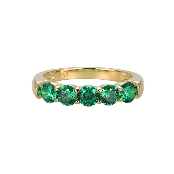 Green Cubic Zirconia 18k Yellow Gold Over Sterling Silver Ring 1.98ctw