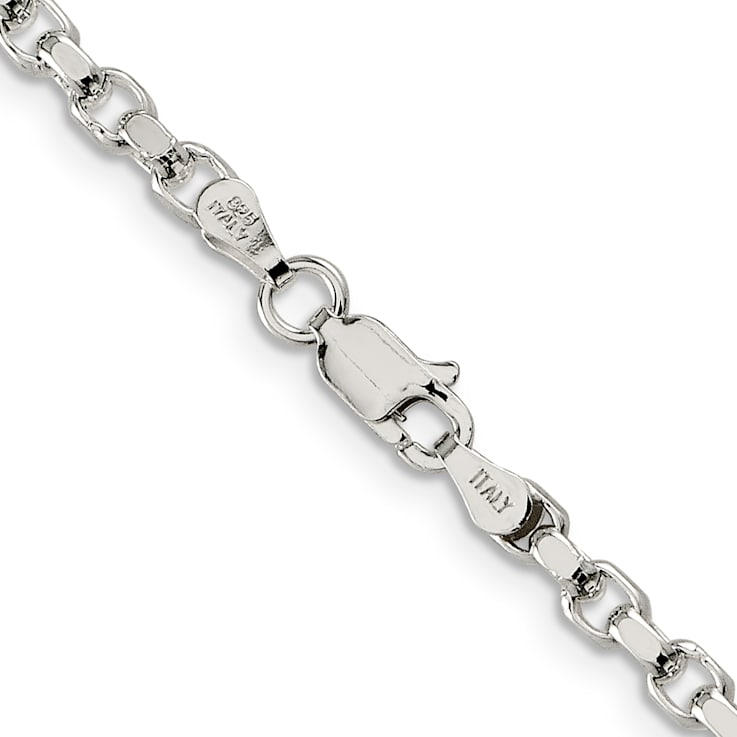 Sterling Silver 3.5mm Diamond-cut Rolo Chain Bracelet