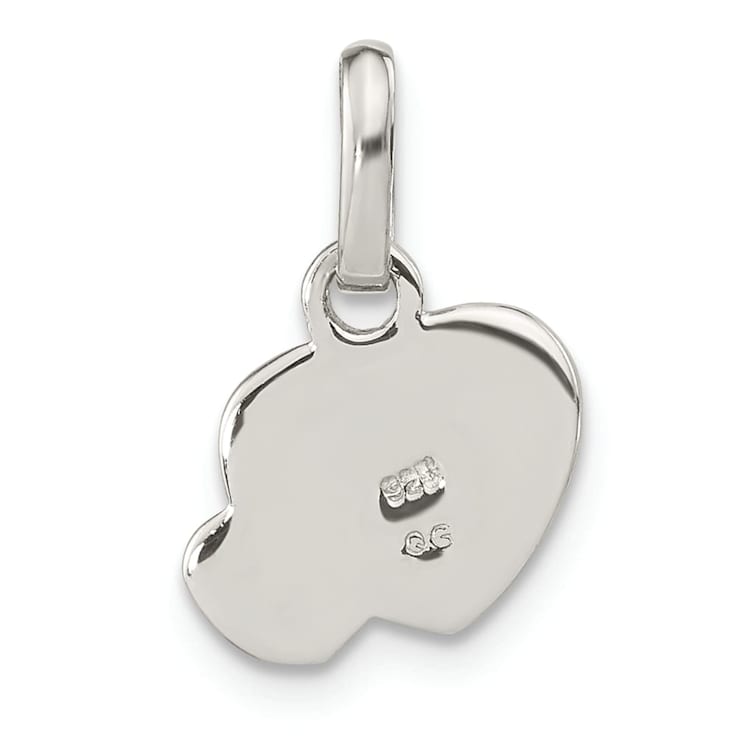 Rhodium Over Sterling Silver Pink Enamel Double Heart Pendant