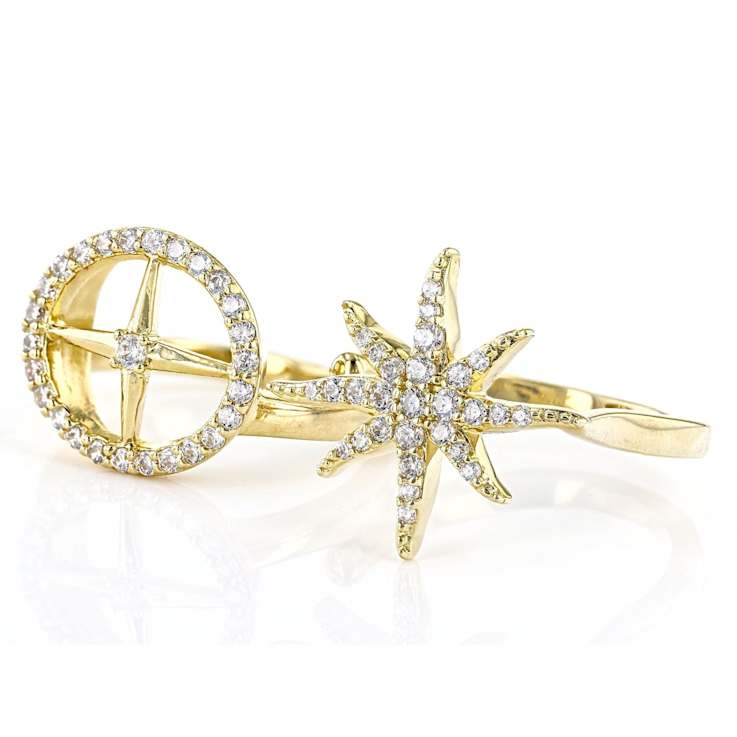 CZ Star Ring In 18K Gold Over Sterling Silver 0.86ctw
