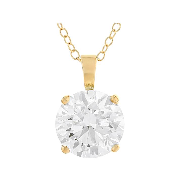 Lab-Grown Diamond Solitaire Pendant In 14K Gold 3.00ct