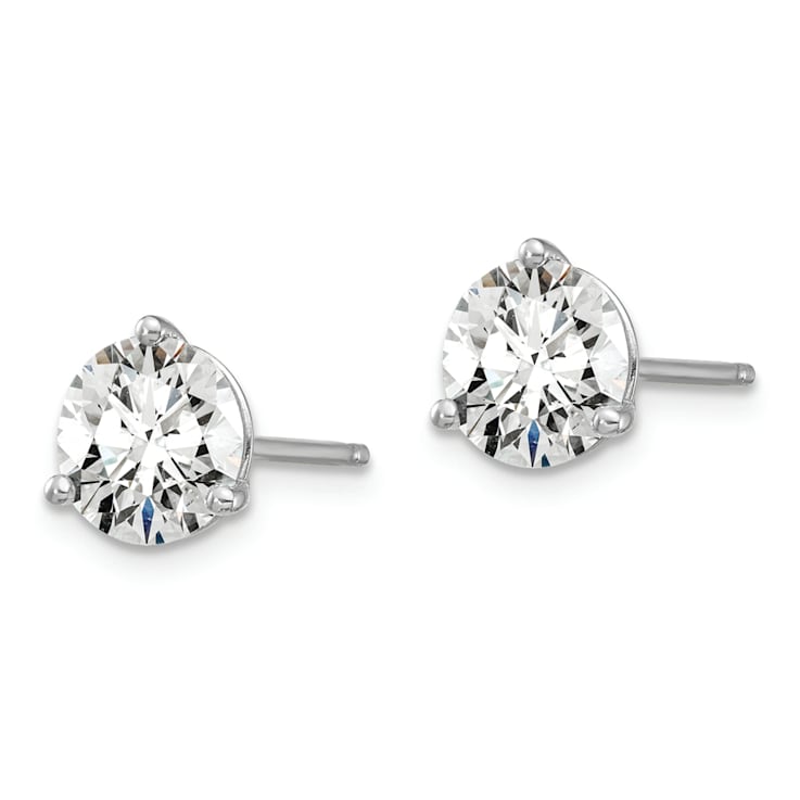Rhodium Over 14K Gold Lab Grown Diamond 1 1/2ct. VS/SI GH+, 3 Prong Stud Earrings