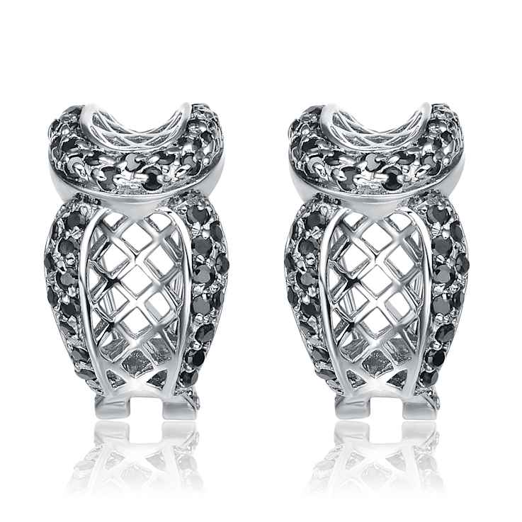 Black CZ Ever After Drop Earrings In Sterling Silver