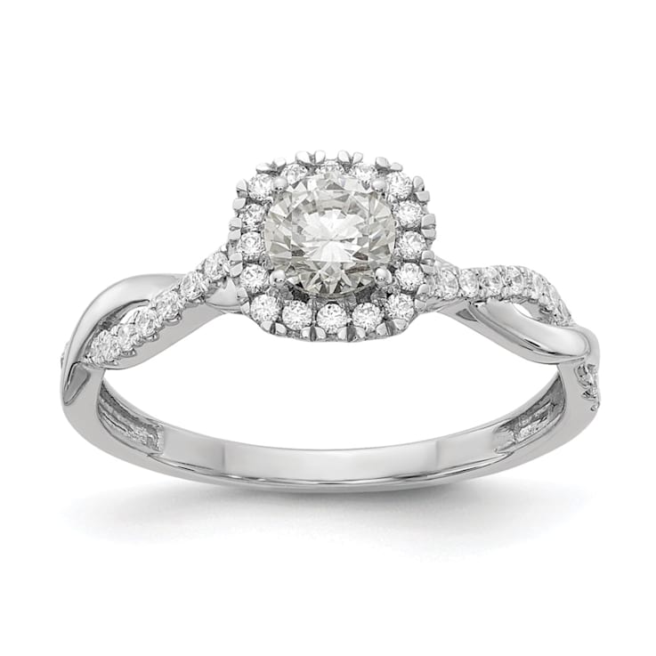 Rhodium Over 10K White Gold Eternal Promise Lab Grown Diamond Halo Ring 0.62ctw