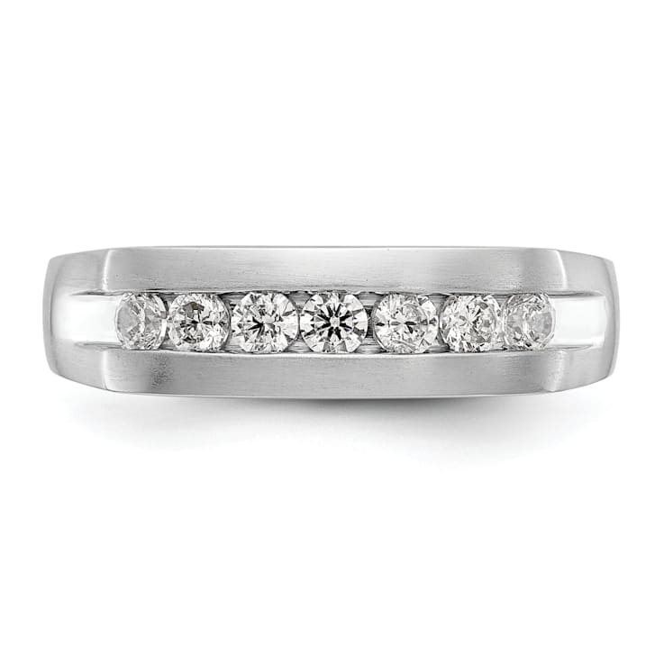 Rhodium Over 14K White Gold Lab Grown Diamond SI1/SI2, G H I, Men's Band